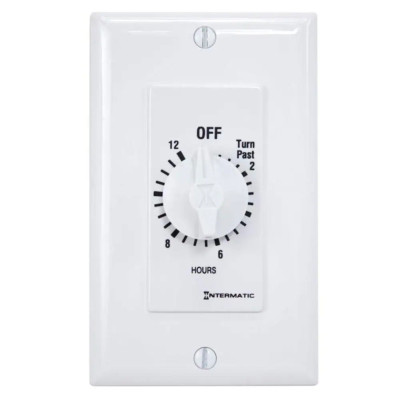 Intermatic Timer Electrical Switch Fan Light Control 20Amp 12 Hour In Wall White