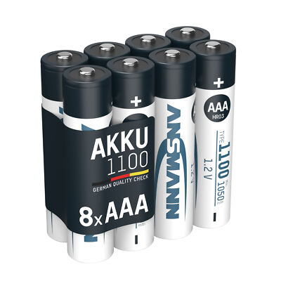 ANSMANN Akku AAA Micro Typ 1100mAh 1,2V - Wiederaufladbare Batterien (8 Stück)