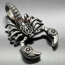 Retro Silver Stainless Steel Scorpion King Scorpio Men's Necklace Pendant