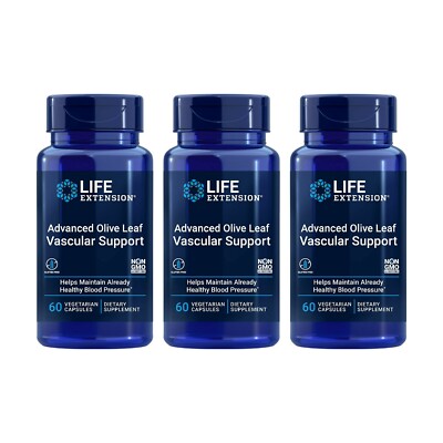 Lot of 3 Life Extension Advanced Olive Leaf Vascular Support 60 Vegetarian Caps