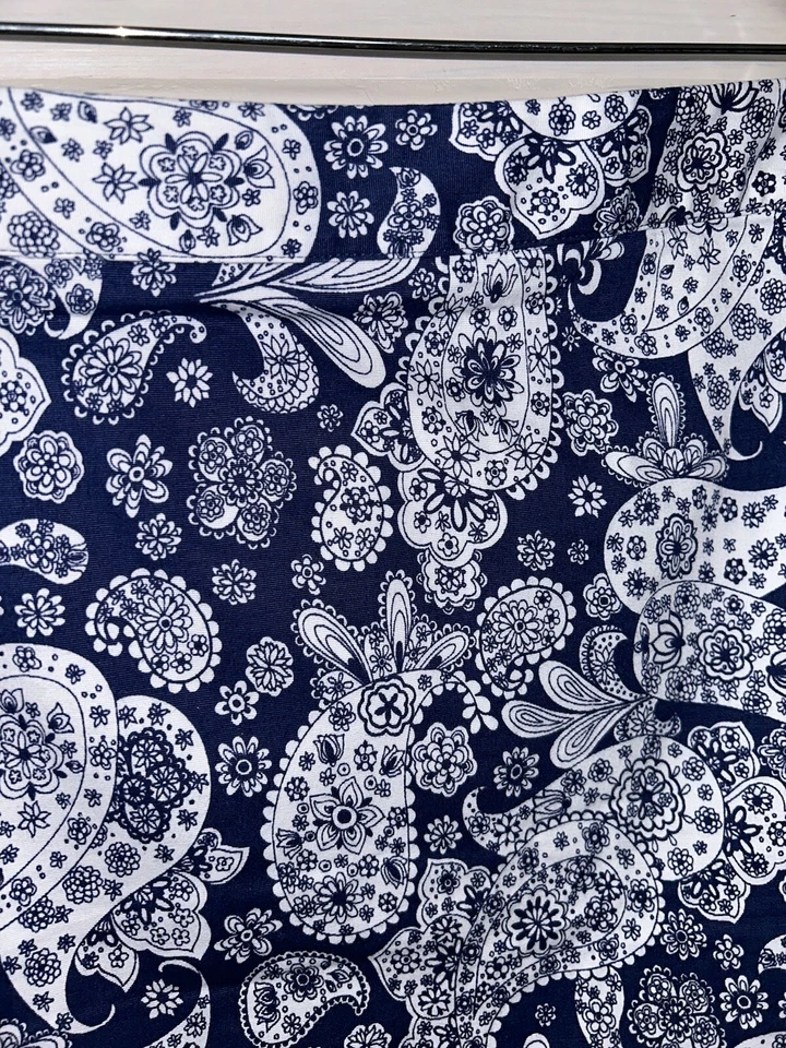 Brooks Brothers Red Fleece Sz 14 Blue White Paisley Cotton Stretch Skirt EUC - Image 2 of 4