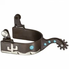 JT International Antique Brown Cactus/Turquoise Spurs Large