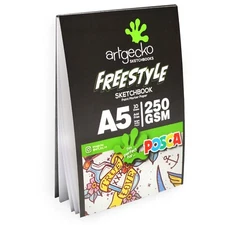 Artgecko A5 Freestyle Sketchbook - White Bleedproof Paper - 250gsm - 10 Sheets