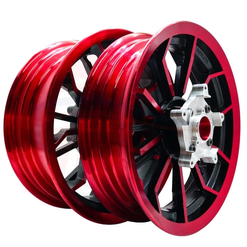 Llanta de aluminio para GROM125 2022 2023 2024 2025 F:300x12 R:400x12 rojo/negro Foto 2 de 4