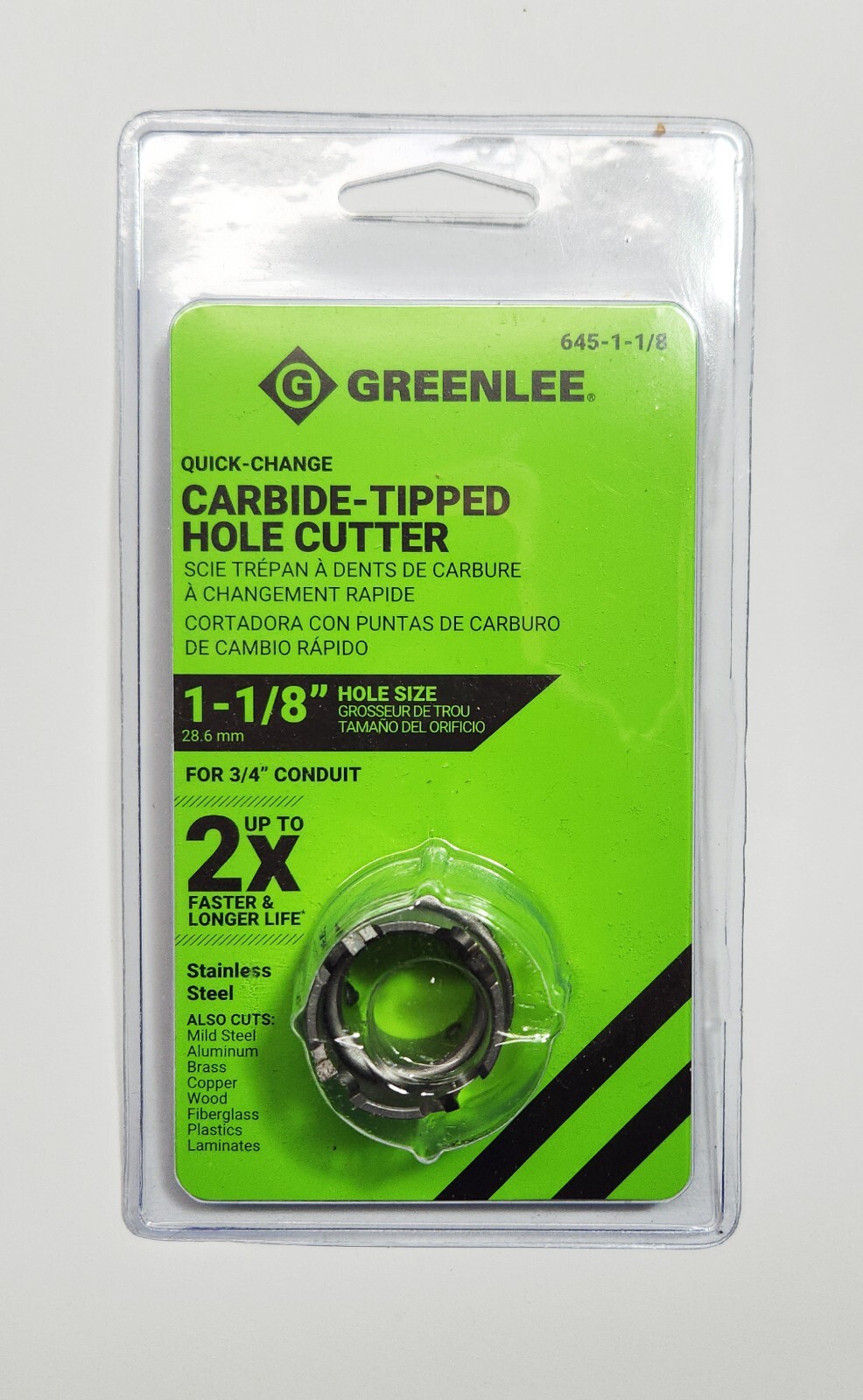 Greenlee 645-7/8 Quick-Change Carbide-Tipped Hole Cutter - 7/8 Inch Size For Fast, Clean Drilling