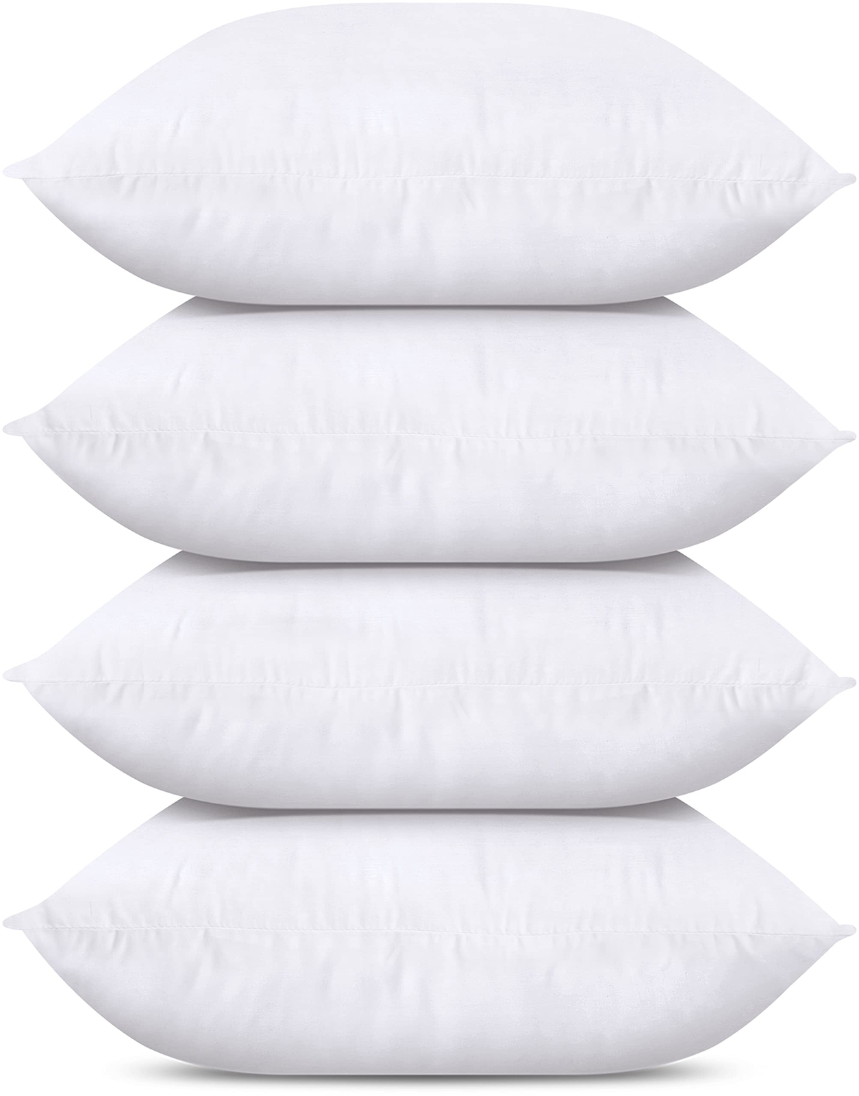 Set of 4 White 20x20 Inch Throw Pillows for Sofa Bed and Couch