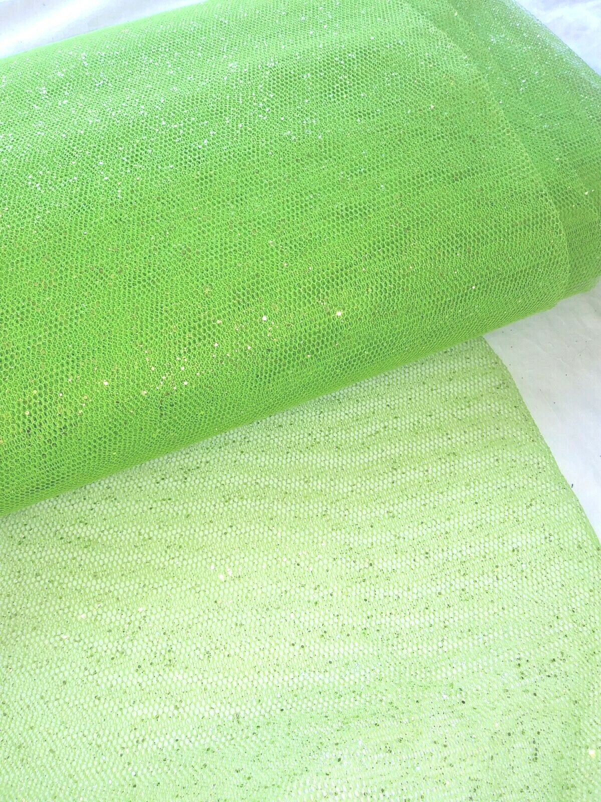 Lime Green Glitter Confetti Sparkle Mesh Netting58" Wide FabricBy The