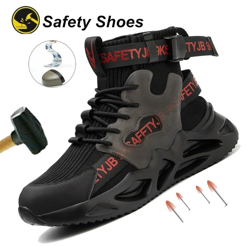 High Top Sneakers Men Safety Shoes Lightweight Steel Toe Work Boots Anti Shock