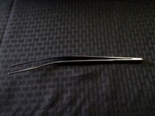 Lab Stainless Steel 10  Angled Serrated Tweezer Forceps 24 x 5mm Grip Bent