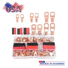 150PCS Copper Wire Lugs Battery Cable Ends Heat Shrink Tube Assortment Kit