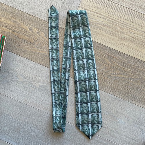 Addiction George Washington Dollar Bill Money Men's Tie. 59L x 4W - Picture 2 of 8