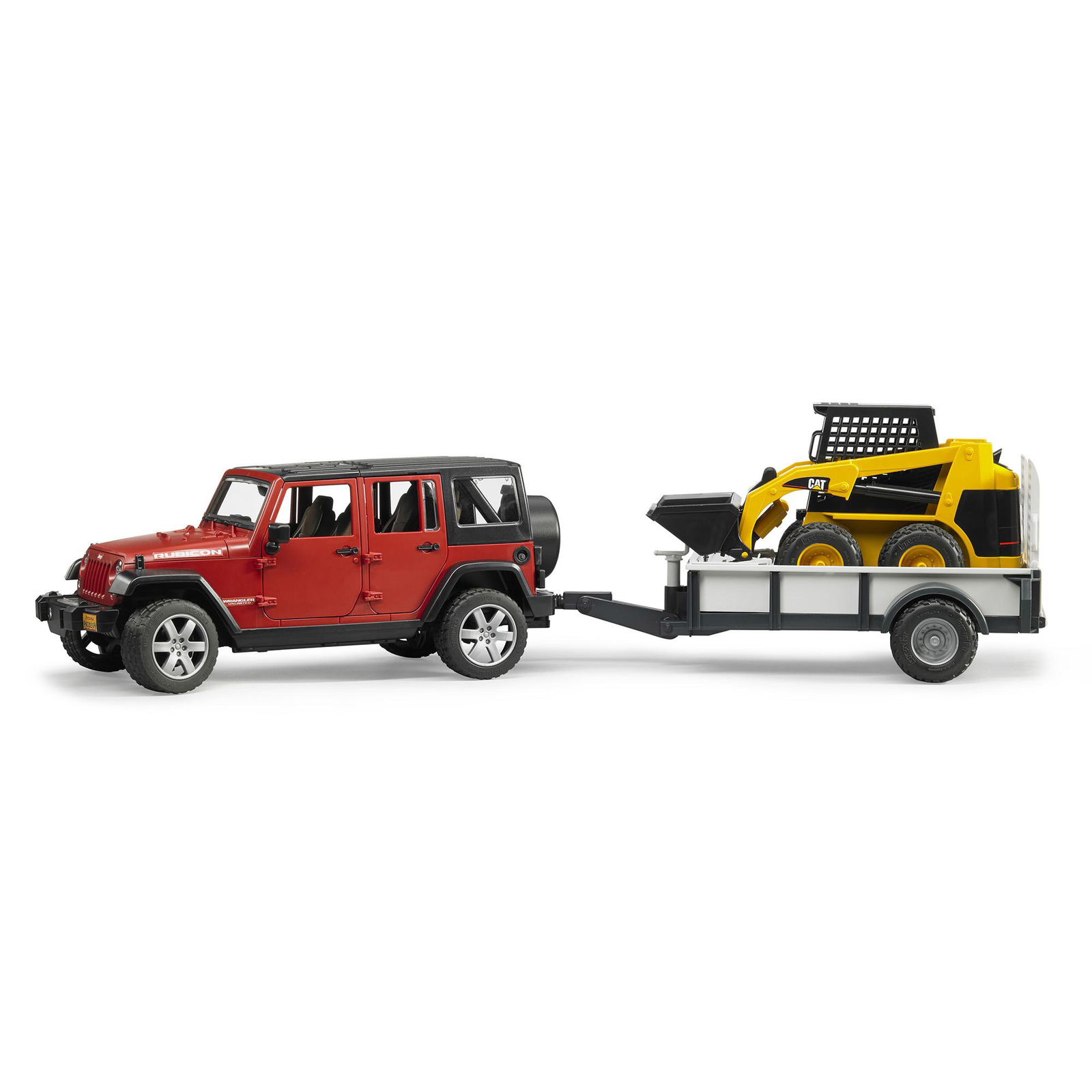 Bruder Toys Jeep Wrangler Unlimited Rubicon with Cat Skid Steer Loader & Trailer Bruder Toys Jeep Wrangler Unlimited Rubicon with Cat Skid Steer Loader & Trailer
