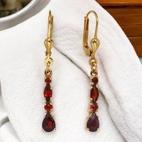 OhrhäNger 375 Gold Gelbgold 8 Granate Rot Ohrringe Boutons Granatohrringe