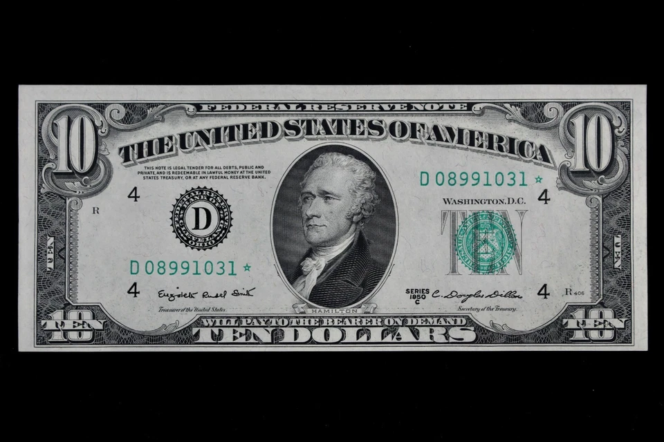 $10 1950C Star CU Federal Reserve Note D08991031* ten dollar series C Cleveland - Image 2 of 3
