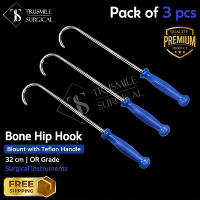 Bone Hip Hook Blount with Teflon handle 32 cm OR Grade Surgical Instruments