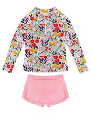 Girls Rash Guard Sets Long Sleeve Swimsuit UPF50 Swim Shirts Bathing Suit 2 ...