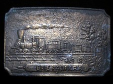 HL01144 VINTAGE 1970s ERIE PACIFIC RAILROAD TRAIN BRASSTONE BUCKLE