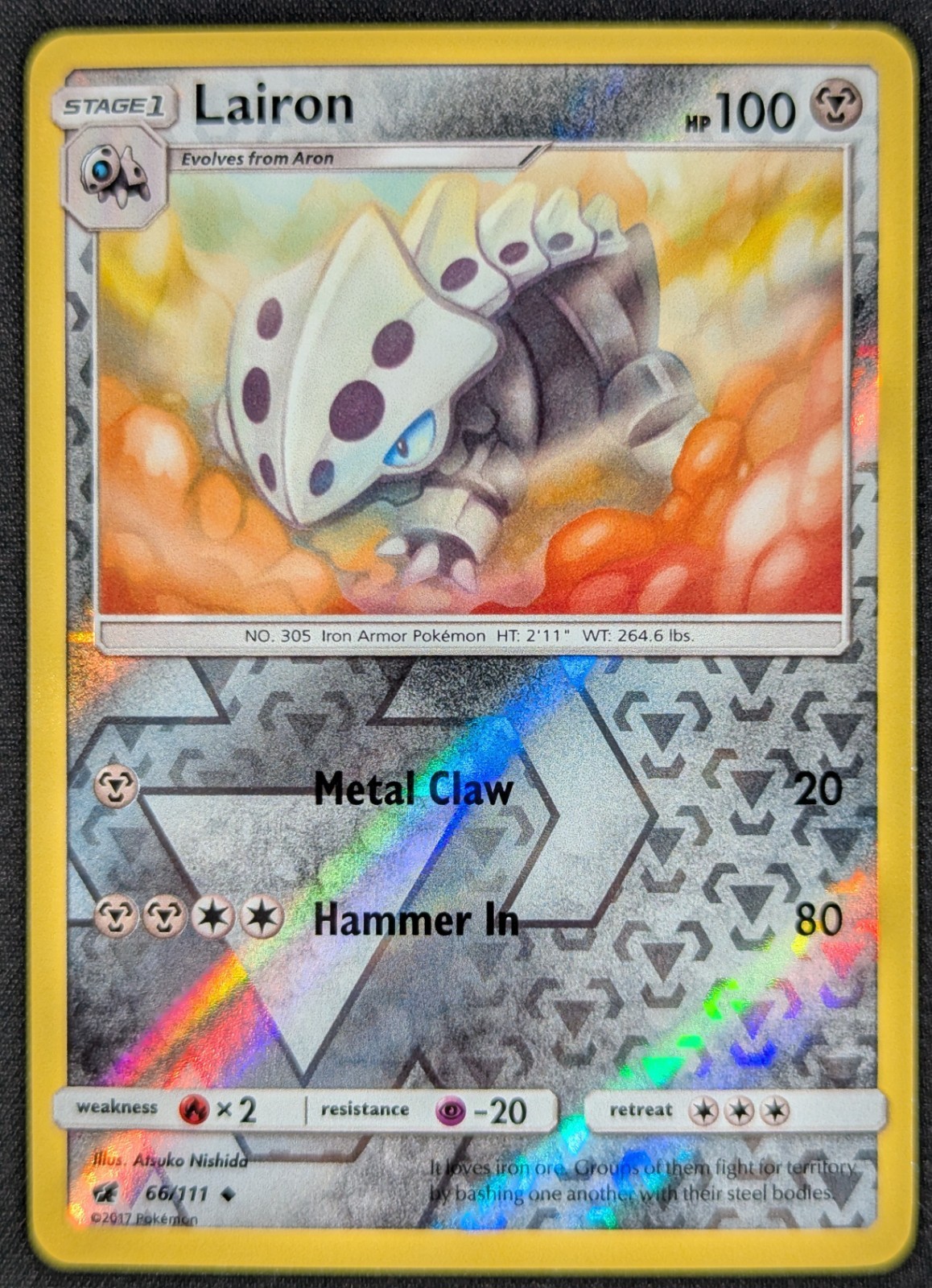 Lairon 2017 Crimson Invasion Reverse Holo Pokemon Card 66/111 (NM)