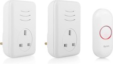 Byron Wireless Doorbell Set, 2 x Plug-Through Chimes, 150m Range, 16 Melodies