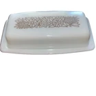 Pyrex Woodland Pattern Butter Dish with Lid Vintage No Chips Or Cracks #72-b