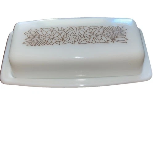 Pyrex Woodland Pattern Butter Dish with Lid Vintage No Chips Or Cracks #72-b