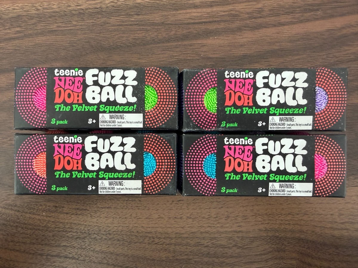 Nee Doh Teenie Fuzz Ball The Velvet Squeeze 3 Pack Multicolor NEW