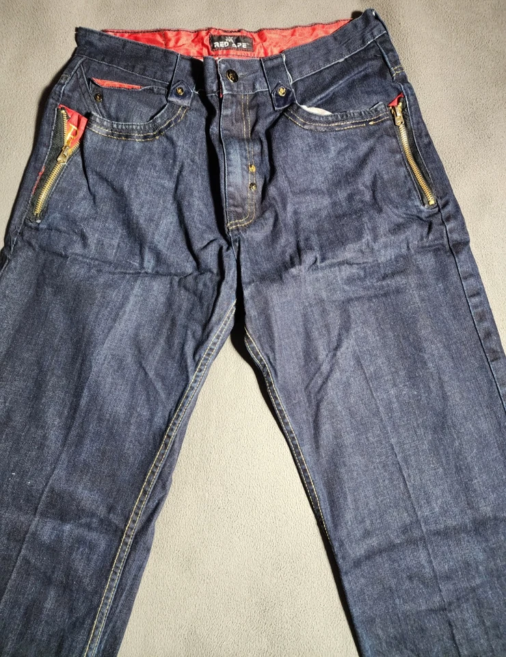 Red Ape Jeans Mens Size 34 Blue Denim Straight Y2K Embroidered Back Logo Cotton - Image 2 of 4