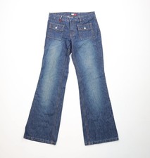 Vintage 90s Tommy Hilfiger Womens 7 Faded Wide Leg Bell Bottoms Denim Jeans
