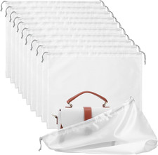 10pc Satin Dust Bags for Handbag Purses Large 19.6x15.7" Drawstring Storage Whit