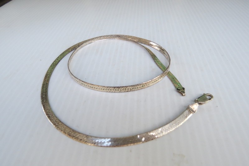 Vintage Italy Sterling Silver 925 Herringbone Weave Necklace 24" L