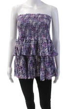 Etoile Isabel Marant Womens Cotton Floral Printed Ruffle Blouse Purple Size 42