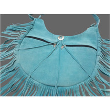 Native American Western Crossbody Handbag Suede Leather Fringe Bag Purse