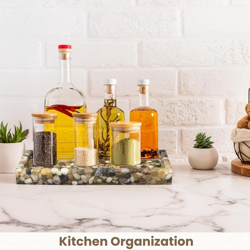 Stone Vanity Tray for Bathroom Decor, Decorative Tray, Mixed Colors  - Image 4 of 4