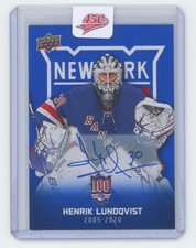 2025-26 Upper Deck New York Rangers Centennial Blue Auto Henrik Lundqvist SP