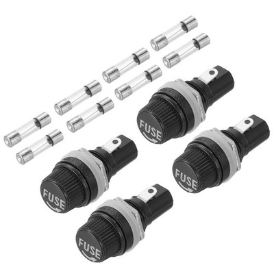 4 Pcs Panel Mount Fuse Holder, 10/15A AC 125/250V 5 x 20mm Fuse Compatible