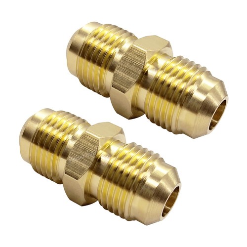 2 Pack 3/8 Inch Male Flare Brass Gas Tube Adapter Fittings
