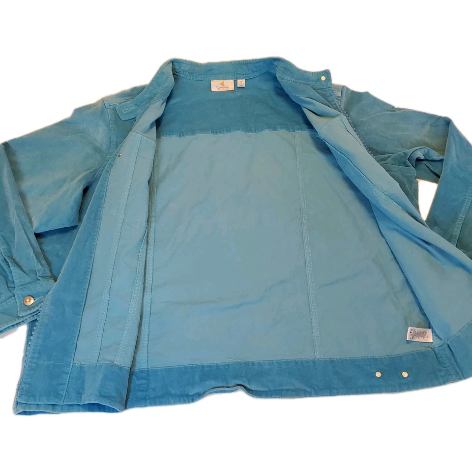 Quacker Factory 3X Blue Corduroy Rhinestone Sequin Full Zip Long Sleeve Jacket - Image 2 of 4