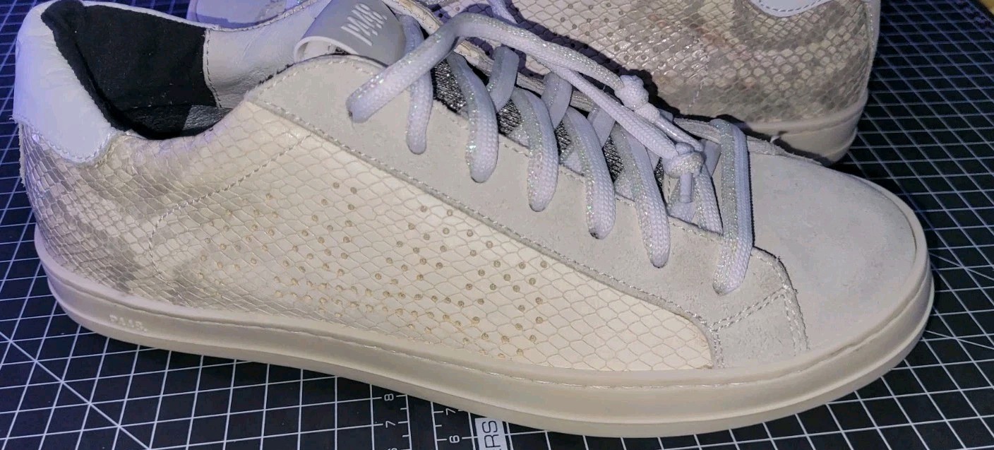 P448 John Embossed Leather Snake Python Suede Sne… - image 4