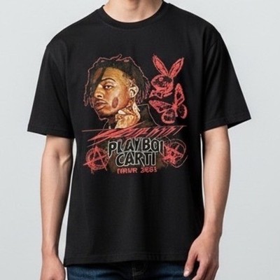 Playboi Carti Narcissist Tour 2021 T-Shirt distressed Rap Tee Mens L hip hop