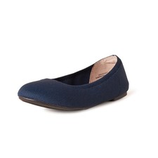Amazon Essentials Women's Knit Ballet Flat, Navy, 14 14, Navy