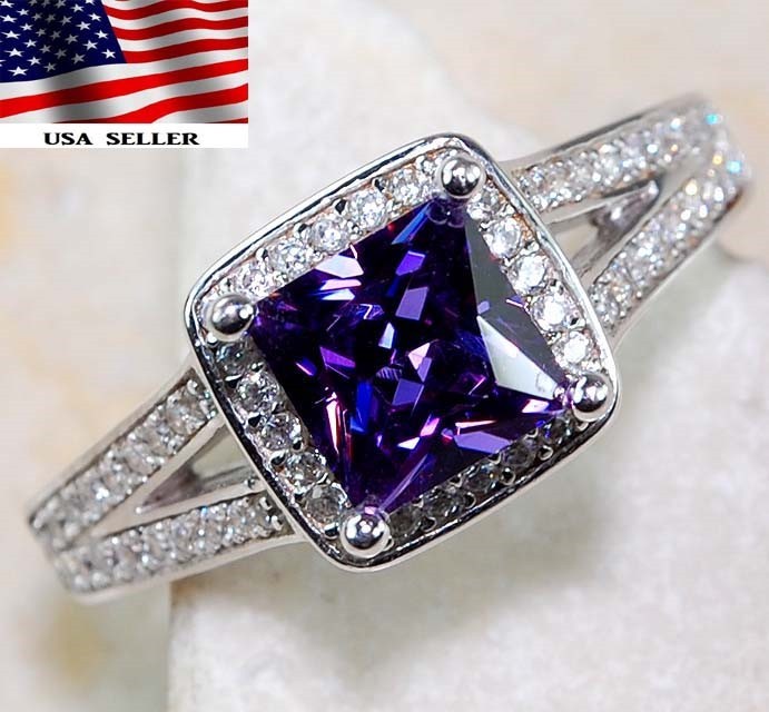 1CT  Amethyst 925 Genuine Sterling Silver Ring Jewelry Sz 8 L1-6