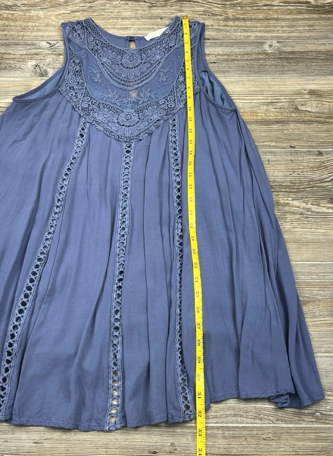 VETEMENTS Mini Abito Entro Blu Uncinetto Taglia S Boho Cottagecore Femminile Romantico Chic