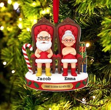 Custom Funny Couple 2D Flat Acrylic Ornament Grow Old Together Holiday Gift