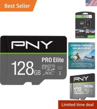 128GB PNY U3 Pro Elite microSDXC - High-Speed for Action Cameras & Smartphones
