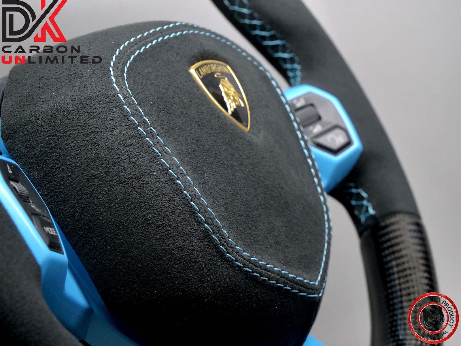 Lamborghini Aventador SVJ 63 LP700 Miami Blue Alcantara Carbon Steering Wheel v4