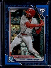2024 Bowman Justin Crawford Chrome Prospects Blue Shimmer Refractor #/150