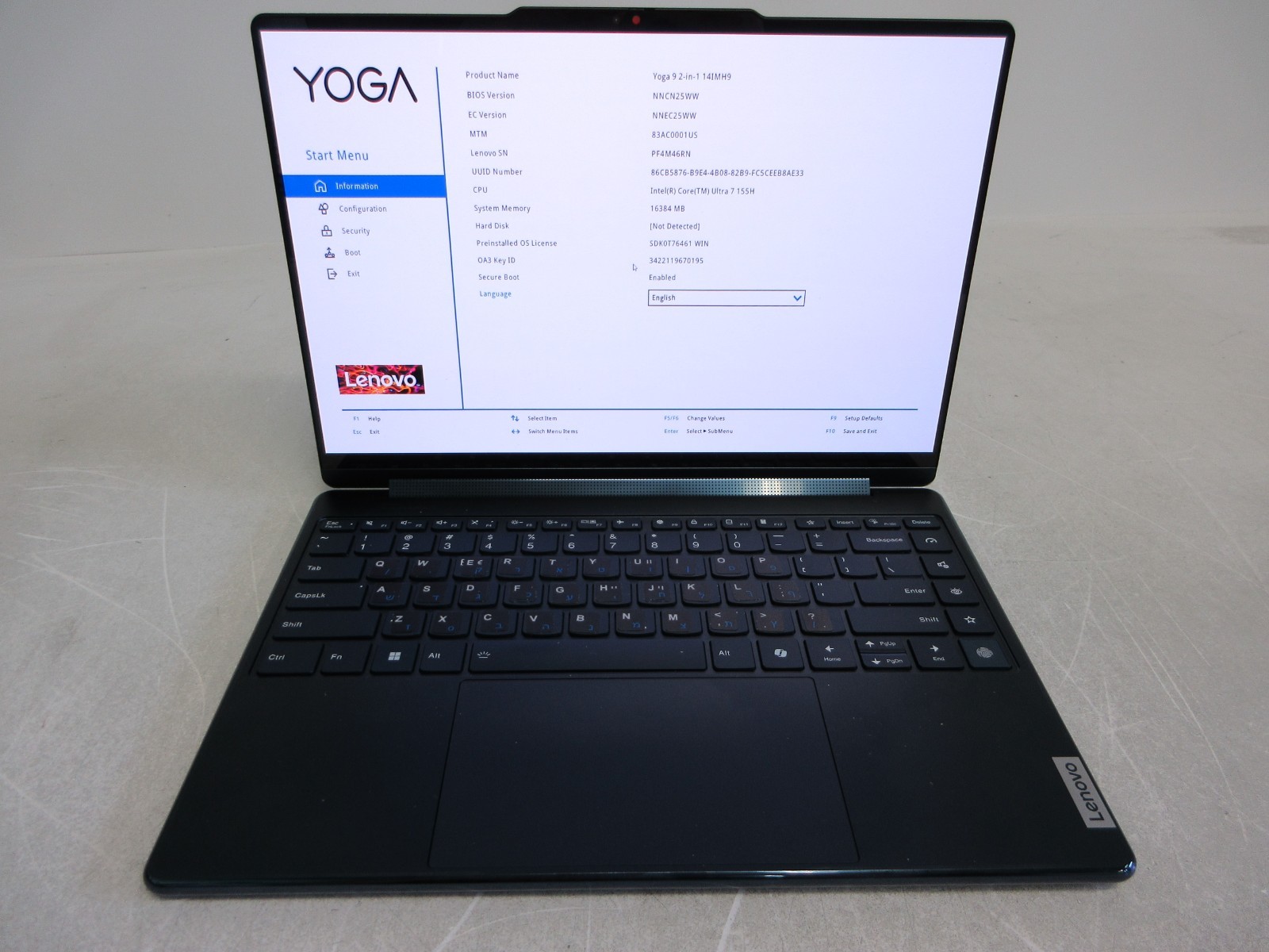 Lenovo Yoga 9 2-in-1 Ultra 7 155H 16GB RAM No Hard Drive No Power Adapter