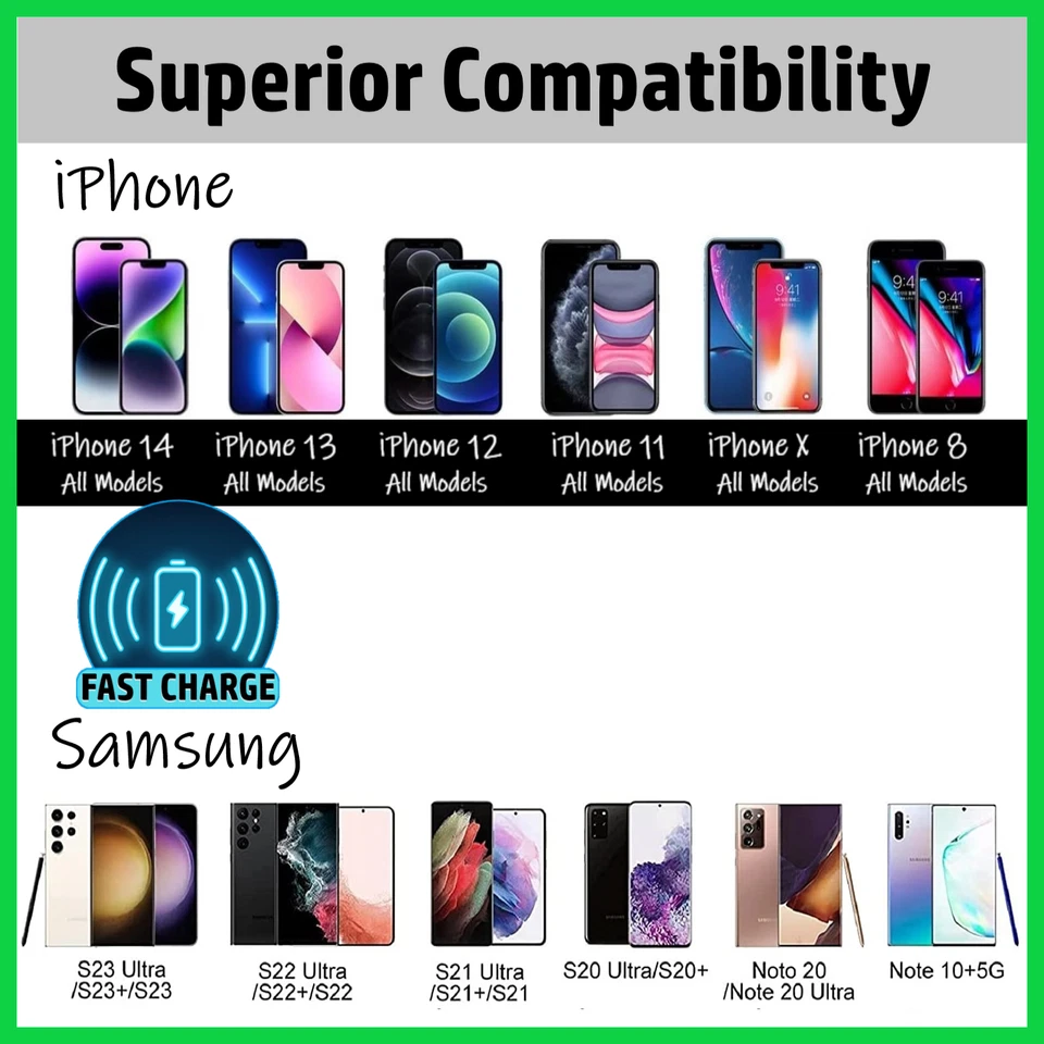 5 Pack Fast Charger Wireless Stand Dock Cradle for Samsung iPhone Android Phone - Image 3 of 4