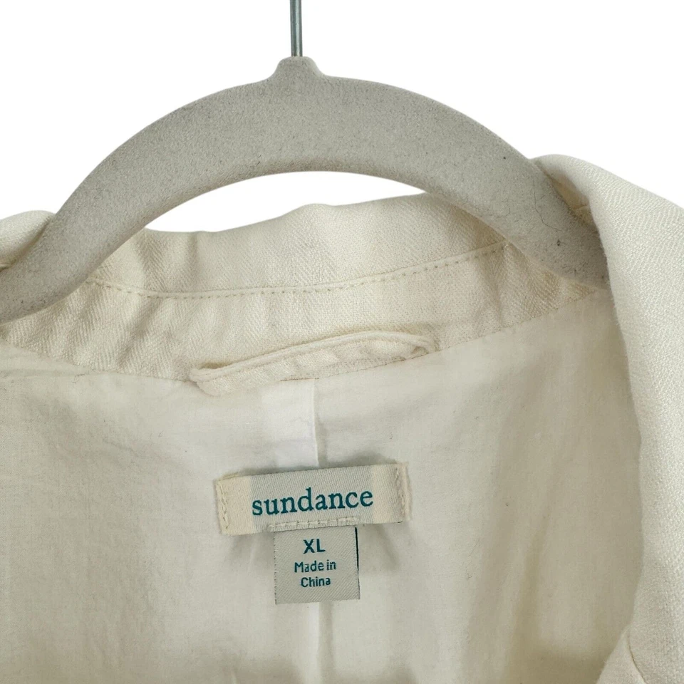 Blazer Sundance 100 % lino blanco Preppy oficina Lagenlook costero para mujer talla XL Foto 3 de 4