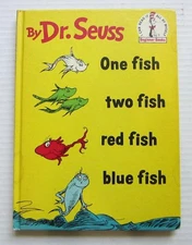 One Fish Two Fish Red Fish Blue Fish Dr Seuss Vintage Early 1960s HB Book